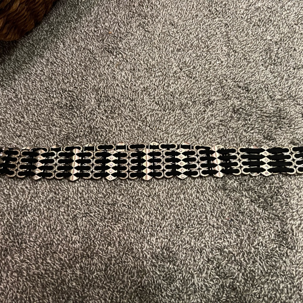 Women's Black and Silver Statement Waist Belt